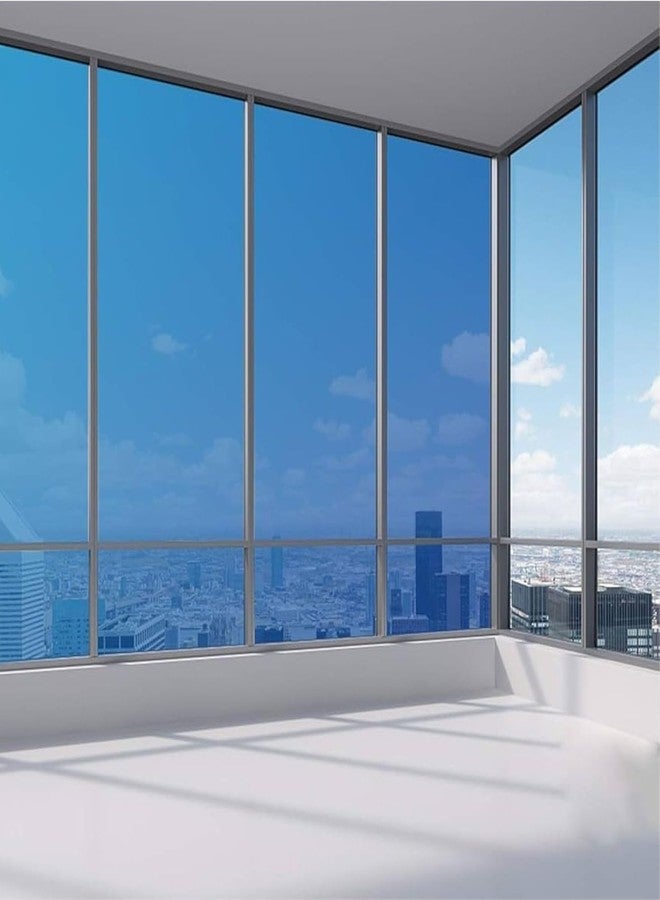 WALLMATE؟ تظليل النوافذ للخصوصية المنزلية، مصنوع من الفينيل، يحجب ضوء الشمس، يوفر الخصوصية نهارًا، لاصق ثابت، عاكس، مضاد للانعكاس. (20 × 40 بوصة، أزرق) - Image 3